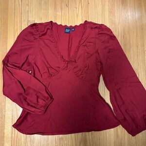 GAP Women's Burgundy Long Sleeve Blouse